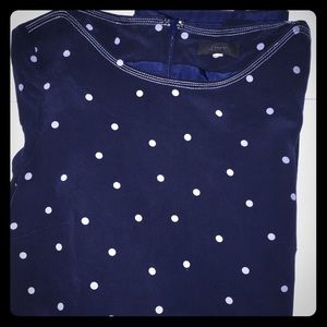 Drapey tie-neck top in polka dot